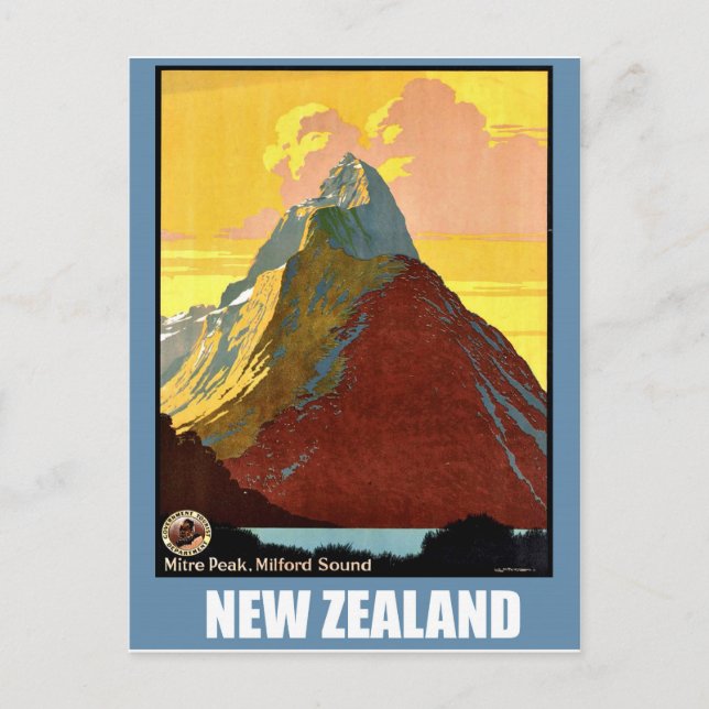 Neuseeland, Miter Peak, Berg Postkarte (Vorderseite)