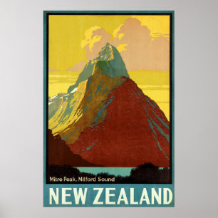 Neuseeland ~ Mitre Peak Leinwand. Poster