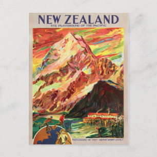 Neuseeland Mt. Cook Vintage-Reiseposter Postkarte