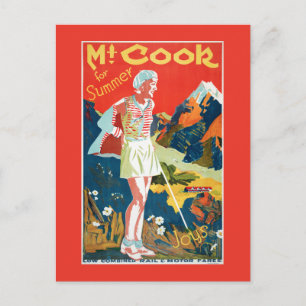 Neuseeland Mt. Cook Vintage-Reiseposter Postkarte