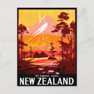 Neuseeland, Mt. Egmont, Vintage-Reise Postkarte