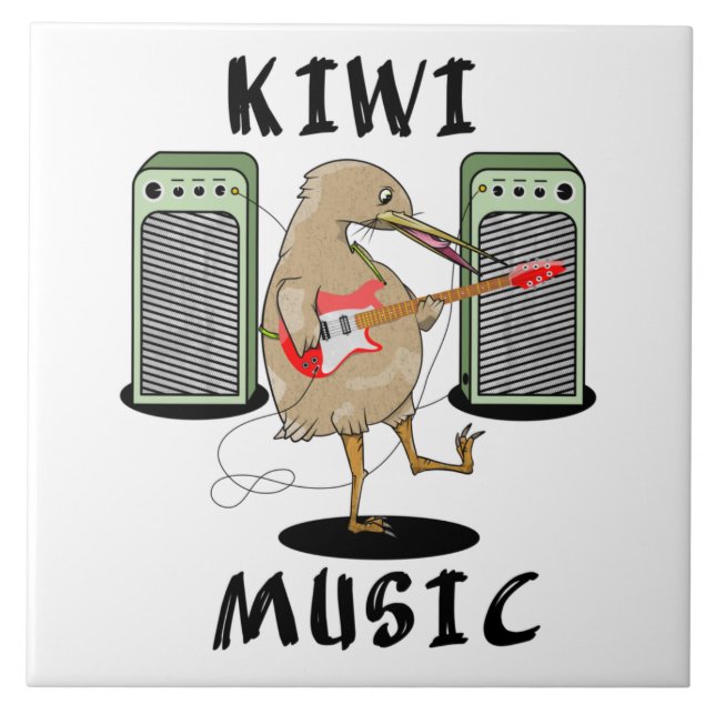 Neuseeland Music Kiwi Gitarre spielen Fliese (Vorderseite)