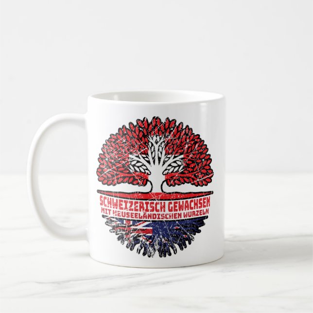 Neuseeland Neuseeländisch Schweizer Schweiz Baum Kaffeetasse (Links)