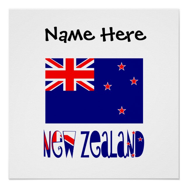 Neuseeland Neuseeländische Flagge Black Personaliz Poster (Vorderseite)