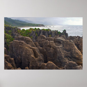Neuseeland: Pfannkuchen-Felsen Poster