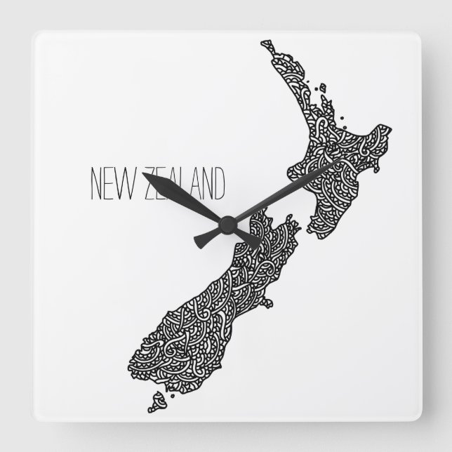 Neuseeland Quadratische Wanduhr (Vorderseite)