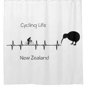 Neuseeland-Radfahren-Herzschlag Kiwi-Bike-Geschenk Duschvorhang