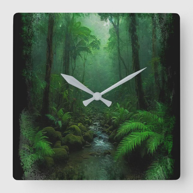 Neuseeland Rainforest Quadratische Wanduhr (Vorderseite)