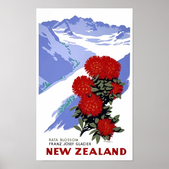 Neuseeland Rata Blossom Vintage Travel Poster (Vorne)