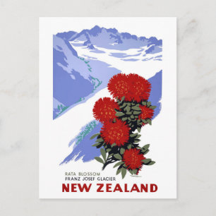 Neuseeland Rata-Blüten-Vintage-Reiseposter Postkarte