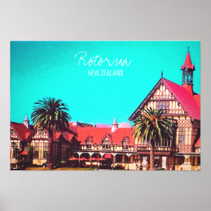 Neuseeland reisen Rotorua Museum Poster