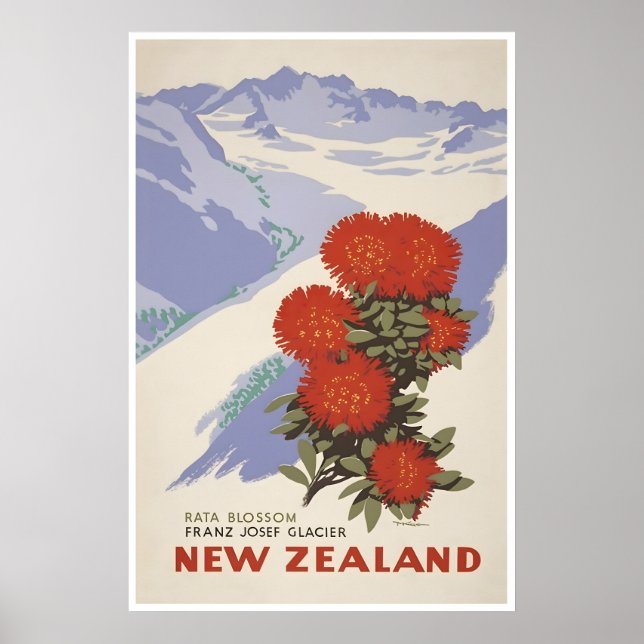 Neuseeland Reiseplakat Franz Josef Poster (Vorne)