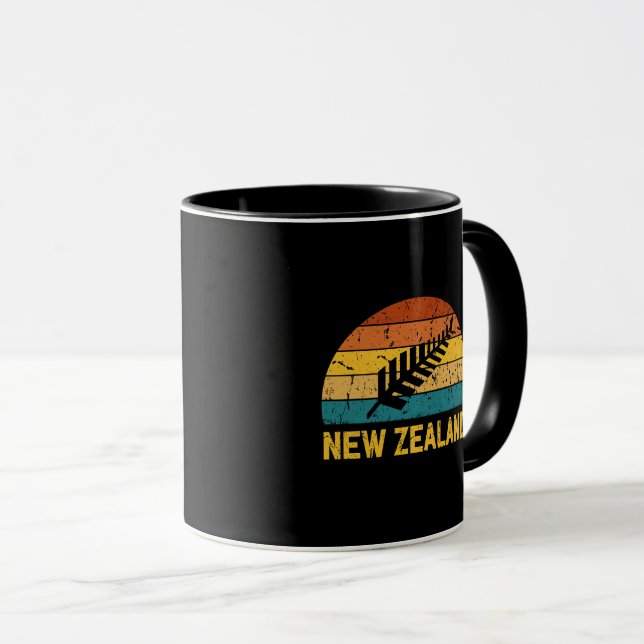 Neuseeland Retro Tasse (VorderseiteRechts)