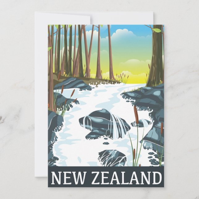 Neuseeland River Travel Poster T - Shirt Einladung (Vorderseite)