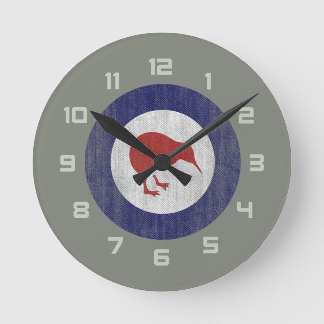 Neuseeland roundel runde wanduhr (Vorderseite)