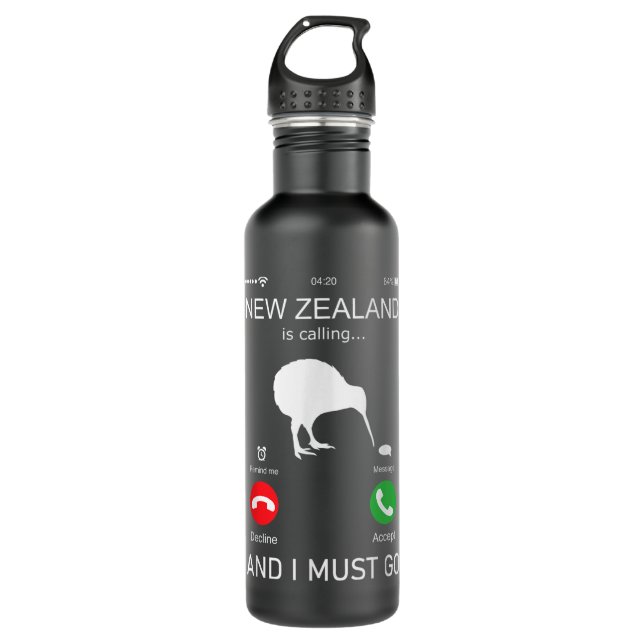 Neuseeland ruft an und ich muss gehen, zealand fun edelstahlflasche (Vorderseite)