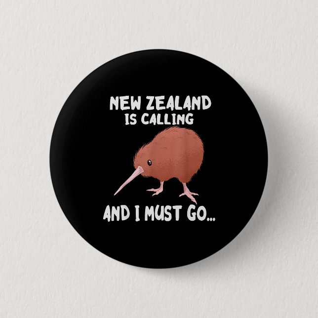 Neuseeland ruft Kiwi-Vogel-Wildtier  Button (Vorderseite)