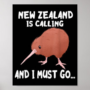 Neuseeland ruft Kiwi-Vogel-Wildtier Poster