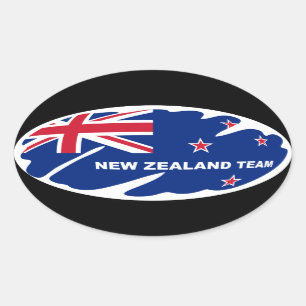 Neuseeland-Rugby-Aufkleber Ovaler Aufkleber