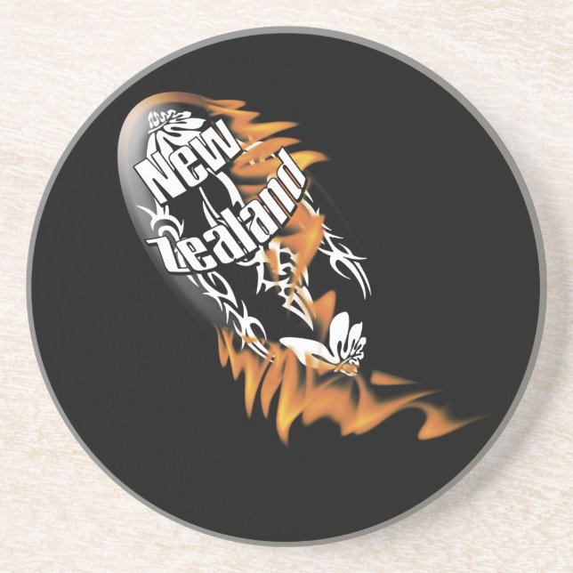 Neuseeland-Rugby Kiwis alle Schwarzen Sandstein Untersetzer (Vorne)