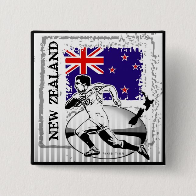 Neuseeland-Rugby-Knopf Button (Vorderseite)