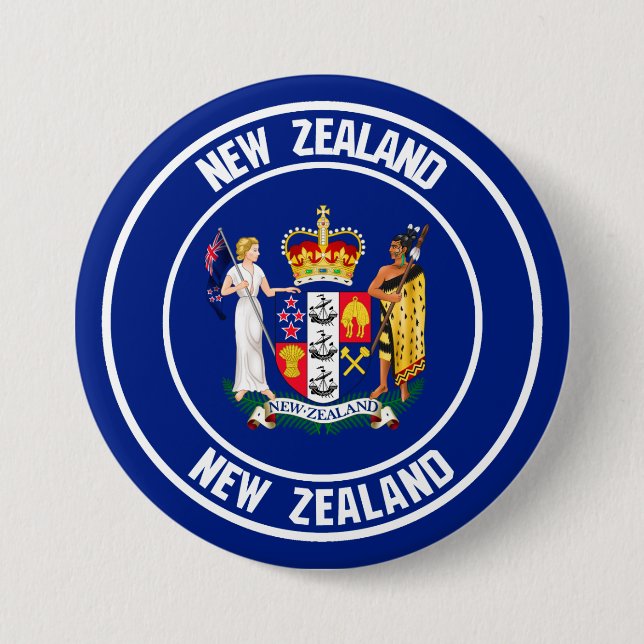 Neuseeland-RundEmblem Button (Vorderseite)