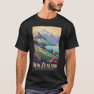 Neuseeland-Schaf-Illustration-Reise-Kunst-Vintage T-Shirt