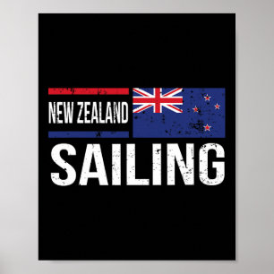 Neuseeland Segelflagge Segler Bootfahren Match Tee Poster