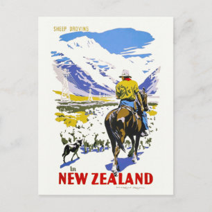 Neuseeland Sheep Droving Vintage Poster 1930er Postkarte