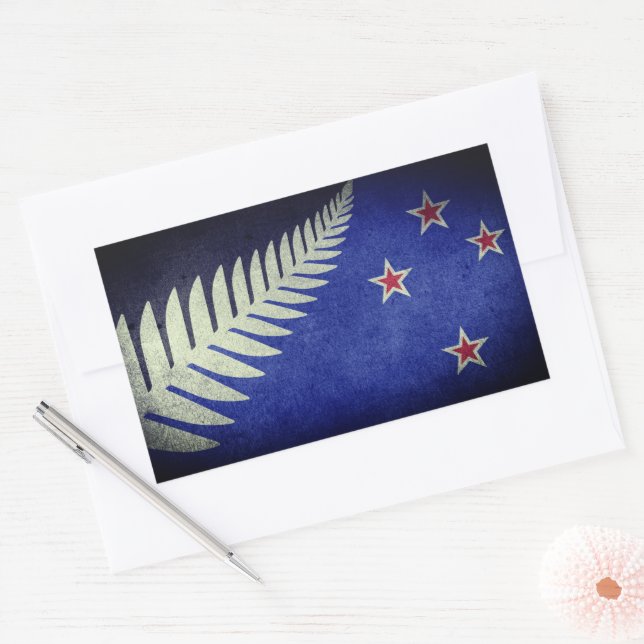 Neuseeland Silver Fern Rechteckiger Aufkleber (Umschlag)