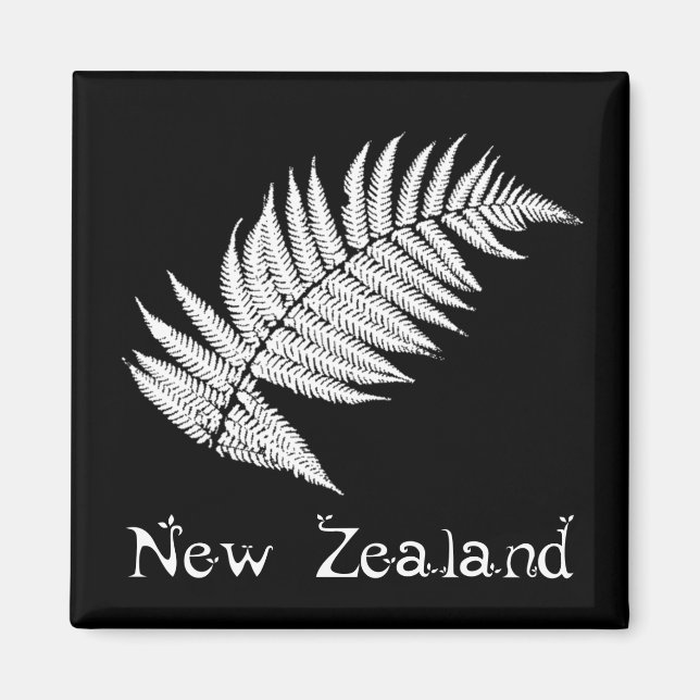 Neuseeland Silver Fern Square Magnet (Vorne)
