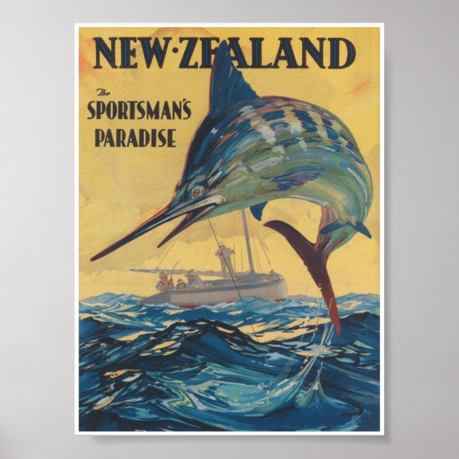 Neuseeland, Sportsman's Paradise, Vintage Travel Poster (Vorne)