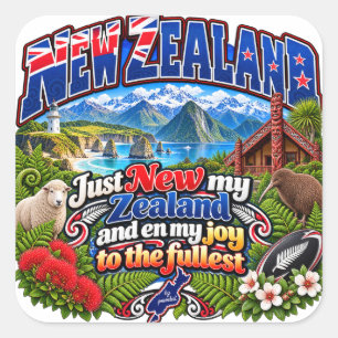 Neuseeland T-Shirt Quadratischer Aufkleber