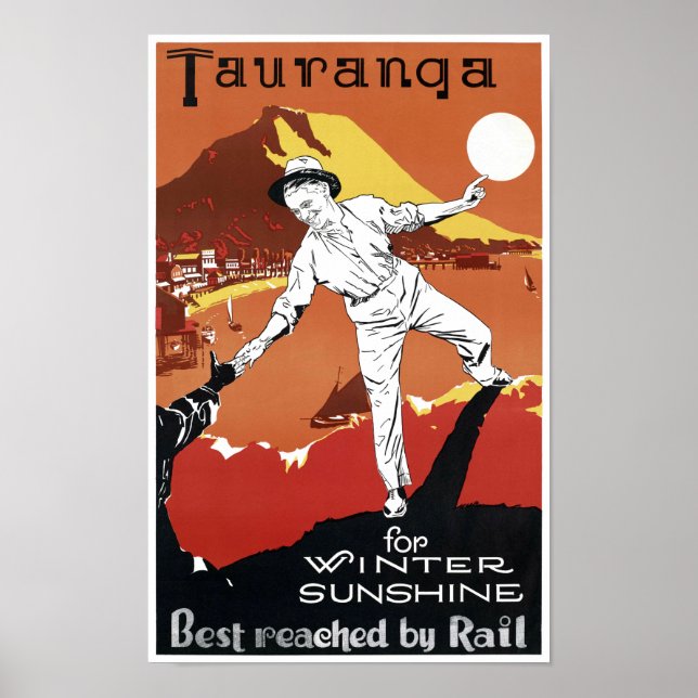Neuseeland Tauranga Vintage Poster restauriert (Vorne)