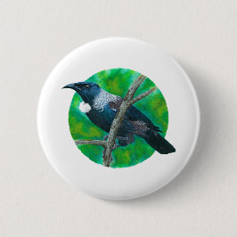 Neuseeland Tui - Malerei in Acryl Button