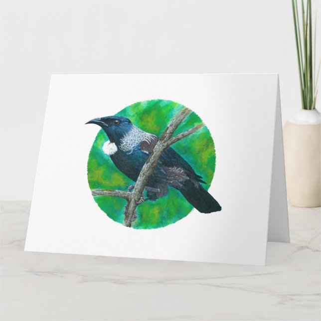 Neuseeland Tui - Malerei in Acryl Karte (Vorderseite)