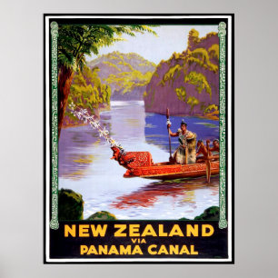 Neuseeland über den Panamakanal, Menschen auf dem  Poster