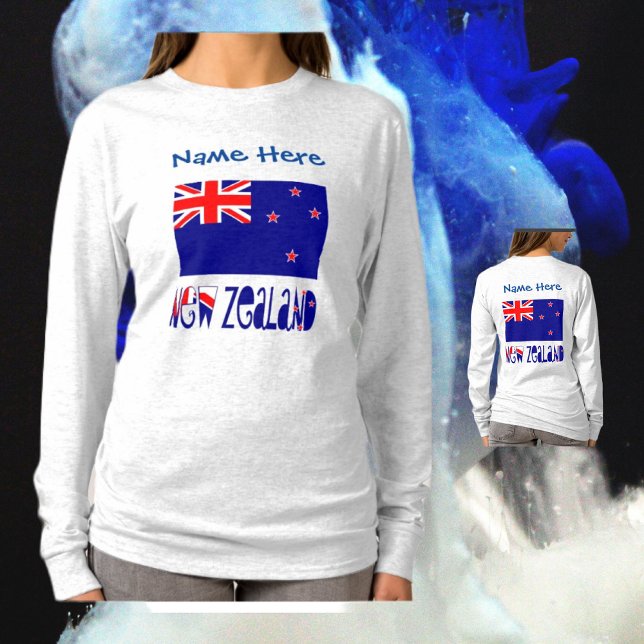 Neuseeland und Neuseeland Flaggen Blue Personal T-Shirt (Von Creator hochgeladen)