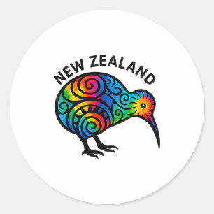 Neuseeland Urlaub, Neuseeland Souvenirs, Kiwi  Runder Aufkleber