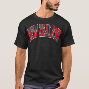 Neuseeland Varsity Style Red Test T-Shirt
