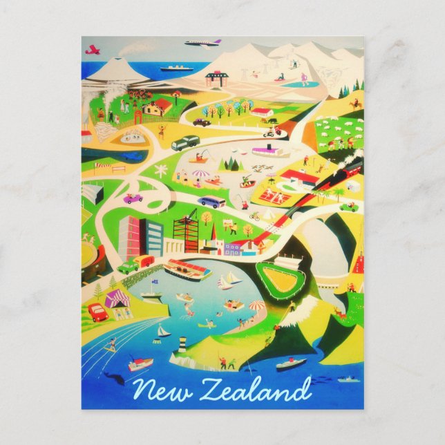 Neuseeland Vintage Postkarte (Vorderseite)