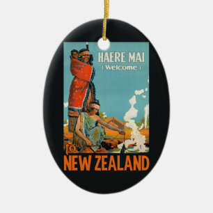Neuseeland Vintage-Reiseornament Keramikornament
