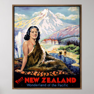 Neuseeland Vintage-Reiseposter restauriert Poster