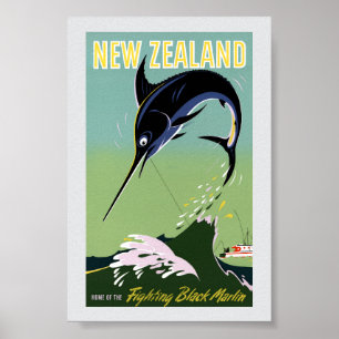 Neuseeland Vintage Reiseposter Restauriert Poster