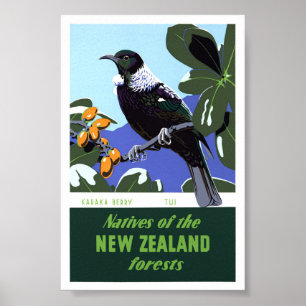 Neuseeland Vintage-Reiseposter Restauriert Poster
