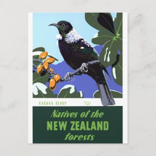 Neuseeland Vintage-Reiseposter restauriert Postkarte