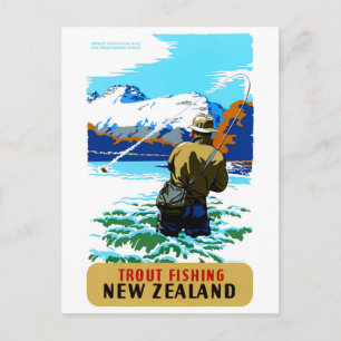 Neuseeland Vintage-Reiseposter restauriert Postkarte