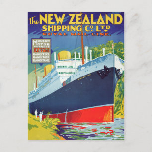 Neuseeland Vintage-Reiseposter restauriert Postkarte
