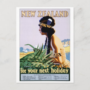 Neuseeland Vintage-Reiseposter restauriert Postkarte