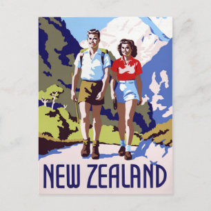 Neuseeland Vintage-Reiseposter restauriert Postkarte